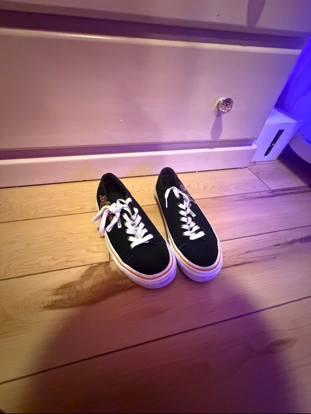 Vans Black Low-Top Canvas Sneakers with White Laces